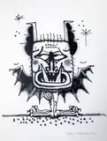 Yok & Sheryo, Ghost Bat, 2020, mixed media on heavyweight Fabriano watercolour paper