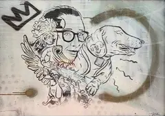 Jeswri, Rescue Me, 2019, ink and aerosol on card