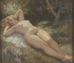 Norman Lindsay, Nude Reclining, oil on canvas