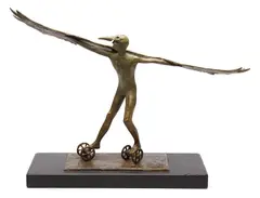 Anthony Vanderzweep, Icarus, 2020, bronze on blue stone ed. 1/6