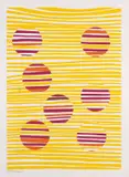 Melinda Harper, Untitled (Abstract Cricles in Yellow Stripes), screenprint