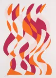 Melinda Harper, Untitled (Working Abstract in Orange, Pink and Pale Pink), screenprint and pencil on paper