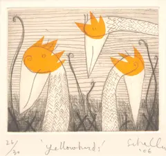 Mark Schaller, Yellow Birds, 2006, etching 26/30