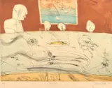 John Olsen, Lucio's, 2003, coloured etching C/P