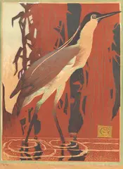 Nankeen Night Heron by Murray Griffin, 1932, colour linocut 16/21, sold Apr 2020