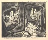 Oscar Rabin, Untitled (Door no. 6), 1971, linocut