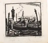 Lisette Kohlhagen, Gondolas, Venice, linocut