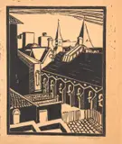 Lisette Kohlhagen, Melbourne Rooftops, c.1938, linocut