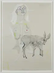 Del Kathryn Barton, Little Girl, 2002, pencil, coloured pencil on two sheets of paper