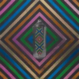 Reko Rennie, Message Stick, 2011, hand pressed metallic textile foil, screenprint and synthetic polymer paint on Begian linen