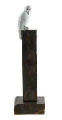 Bruce Armstrong, Owl, 2016-20, painted bronze on cypress plinth