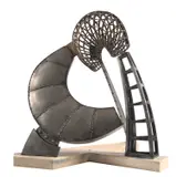 Geoffrey Bartlett, Study No.6, 2009, stainless steel, bronze, and wood base
