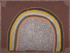 Lena Nyadbi, Kangaroo Rock, Bow River, 2002, natural earth pigments on canvas