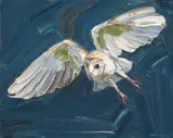 Jodie Wells, Intent Flight - Barn Owl, 2013, oil on canvas
