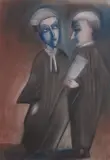 Robert Dickerson, Untitled (The Barristers), pastel on paper