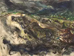 Affandi, Buffalo Ploughing, 1976, oil on canvas