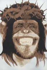 Luke Cornish, Jesus H. Chimp, 2015, acrylic and aerosol stencil on board