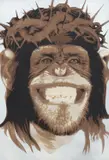 Luke Cornish, Jesus H. Chimp, 2015, acrylic and aerosol stencil on board