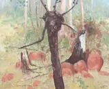 Eltham Copper Country by Clifton Pugh, 1987, oil on canvas, sold Mar 2020