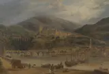 Henry Gritten, European River Landscape (Possibly Heidelberg, Germany), oil on canvas laid on board