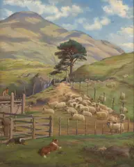 David George Steell, Gathering Lambs at the Back of Benmore, 1899, oil on canvas