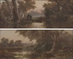 James Waltham Curtis, Pair of Murray River Landscapes, oil on board (2)