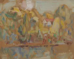 John Peter Russell, (Brigham's Creek) New Zealand, 1922, gouache on brown paper