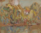 John Peter Russell, (Brigham's Creek) New Zealand, 1922, gouache on brown paper