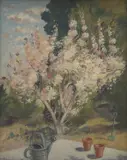 Adrian Feint, Garden Scene with Blossom Trees