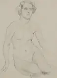 Seated Nude by Norman Lindsay, c.1925, pencil on paper, sold Nov 2019