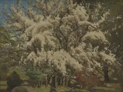 Blossom Tree by Robert Taylor-Ghee, oil on board, sold Nov 2019