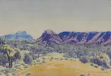 Albert Namatjira, Gosse's Range and Mount Sonder, watercolour on paper