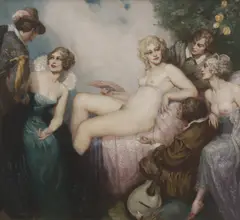 Norman Lindsay, The Lute Player, c.1924, oil on canvas
