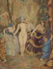 Norman Lindsay, The Curtain, 1921, watercolour on paper