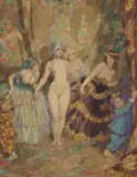 The Curtain by Norman Lindsay, 1921, watercolour on paper, sold Nov 2019