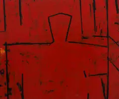 Head on Red Day by Graham Fransella, 2002, oil on canvas, sold Nov 2019