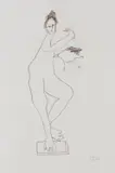 Statue and Bird by Sidney Nolan, 1983, crayon on paper, sold Nov 2019