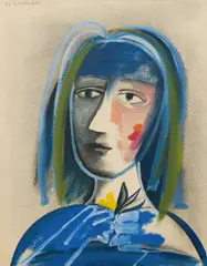 Charles Blackman, Portrait of a Female, gouache and mixed media on paper laid on board