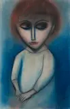 Robert Dickerson, Portrait in Blue, pastel on paper