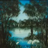 Waterbirds by Pro Hart, oil on board, sold Nov 2019