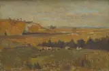 Antonio Dattilo Rubbo, View Over the Landscape Towards the Coast, oil on board
