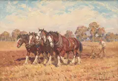 (Horses) by Max Middleton, oil on masonite, sold Nov 2019