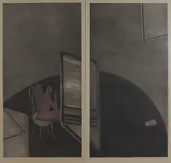 Personage and Entrances by George Baldessin, 1974, etching and aquatint (two parts), sold Nov 2019