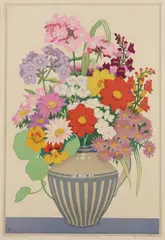 Hall Thorpe, A Summer Bunch, colour woodcut