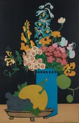 Hall Thorpe, Flowers and Fruit, c.1925, colour woodcut