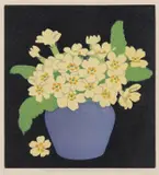 Hall Thorpe, Primroses, colour woodcut