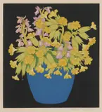 Hall Thorpe, Cowslips, 1922, colour woodcut