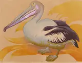 Murray Griffin, Pelican, linocut 8/27