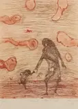 John Olsen, Aboriginal Mother and Child, 1983, etching 11/100
