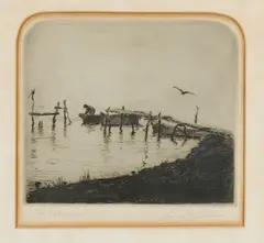 Norma Bull, The Fisherman, etching